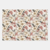 Elegant Winter Flora Feestelijk Wrap Design Inpakpapier Vel (Voorkant 3)