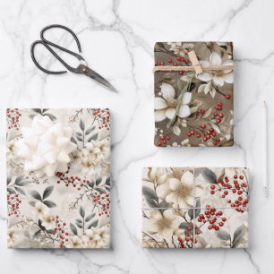Elegant Winter Flora Feestelijk Wrap Design Inpakpapier Vel