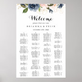 Elegant Winter Floral Alfabetical Seat Chart Poster (Voorkant)