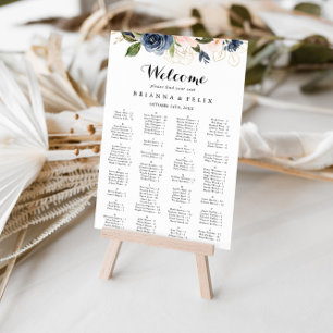 Elegant Winter Floral Alfabetical Seat Chart Poster