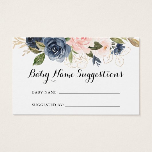 Elegant Winter Floral Baby Name Suggestions Kaart (Voorkant)