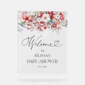 Elegant Winter Floral Baby shower Welkom Acryl Bord (Voorkant)