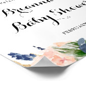 Elegant Winter Floral Baby shower Welkom Poster (Hoek)