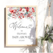Elegant Winter Floral Baby shower Welkom Poster