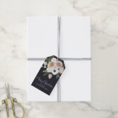 Elegant Winter Floral Black White Kerstmis Cadeaulabel (Met Touw)