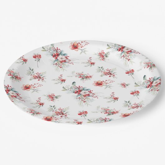 Elegant Winter Floral Botanisch Baby shower Papieren Bordje (Gekanteld)