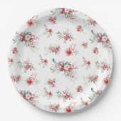 Elegant Winter Floral Botanisch Baby shower Papieren Bordje (Voorkant)