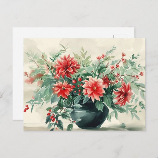 Elegant  Winter Floral Briefkaart (Voorkant / Achterkant)