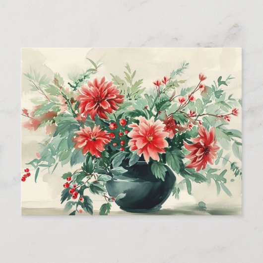 Elegant  Winter Floral Briefkaart (Voorkant)
