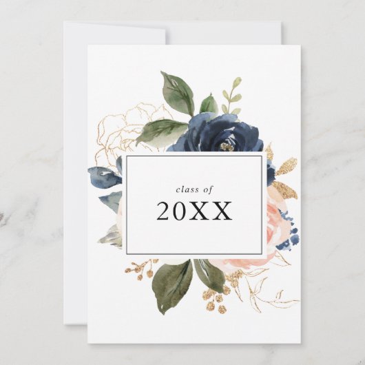 Elegant Winter Floral Calligraphy Afstudeerder Par Kaart (Achterkant)