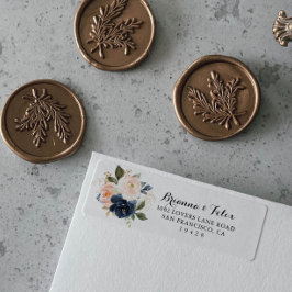 Elegant Winter Floral Calligraphy Return Address Etiket