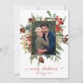 Elegant Winter Floral Gold Foil kerstfoto (Voorkant)