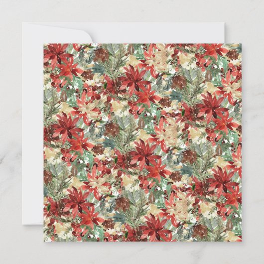 Elegant Winter Floral Gold Holiday Feestdagenkaart (Achterkant)