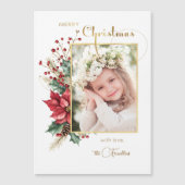 Elegant Winter Floral Gold Merry Christmas 1 Photo (Voorkant)
