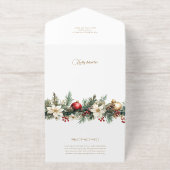 Elegant Winter Floral Gold Script 1 Photo Foil All In One Uitnodiging (Buiten)