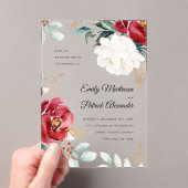 Elegant Winter Floral kerstbruiloft Acryl Uitnodigingen (Insitu (Draagbaar))