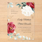 Elegant Winter Floral kerstbruiloft Acryl Uitnodigingen (Voorkant)