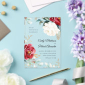 Elegant Winter Floral kerstbruiloft Acryl Uitnodigingen (Insitu (Huwelijk))