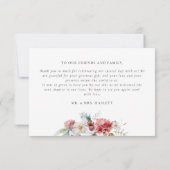 Elegant Winter Floral kerstbruiloft Bedankkaart (Achterkant)