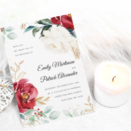 Elegant Winter Floral kerstbruiloft Kaart