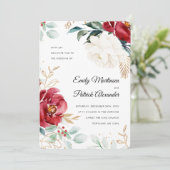 Elegant Winter Floral kerstbruiloft Kaart (Staand voorkant)