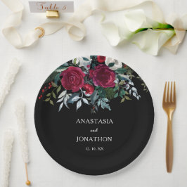 Elegant Winter Floral kerstbruiloft Papieren Bordje