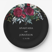 Elegant Winter Floral kerstbruiloft Papieren Bordje (Voorkant)