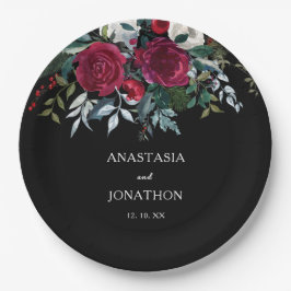 Elegant Winter Floral kerstbruiloft Papieren Bordje