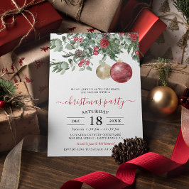 Elegant Winter Floral-kerstfeest Uitnodiging