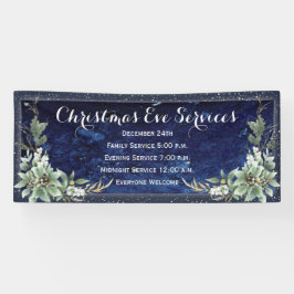 Elegant Winter Floral Kerstkerkerdienst Spandoek