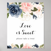 Elegant Winter Floral Love is Sweet Sign Poster (Voorkant)