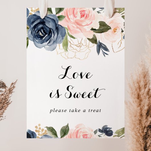 Elegant Winter Floral Love is Sweet Sign Poster
