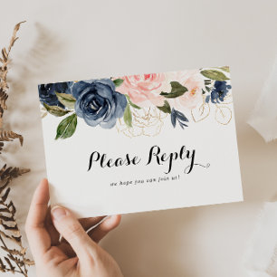 Elegant Winter Floral Menu Choice RSVP Briefkaart