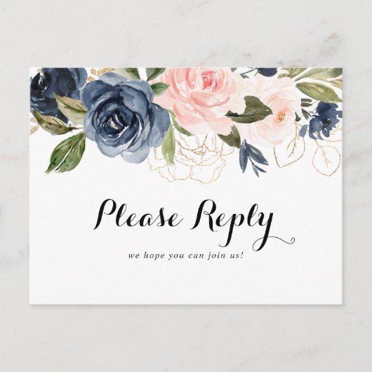 Elegant Winter Floral Menu Choice RSVP Briefkaart (Voorkant)