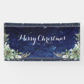 Elegant Winter Floral Merry Christmas Spandoek (Horizontaal)