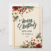 Elegant Winter Floral Merry Kerstmis Feestdagenkaart (Voorkant)