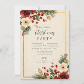 Elegant Winter Floral Merry Kerstmis Kaart (Voorkant)