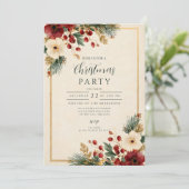 Elegant Winter Floral Merry Kerstmis Kaart (Staand voorkant)