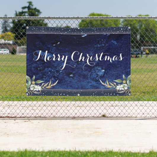 Elegant Winter Floral Merry Kerstmis Spandoek (Insitu)