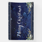 Elegant Winter Floral Merry Kerstmis Spandoek (Verticaal)