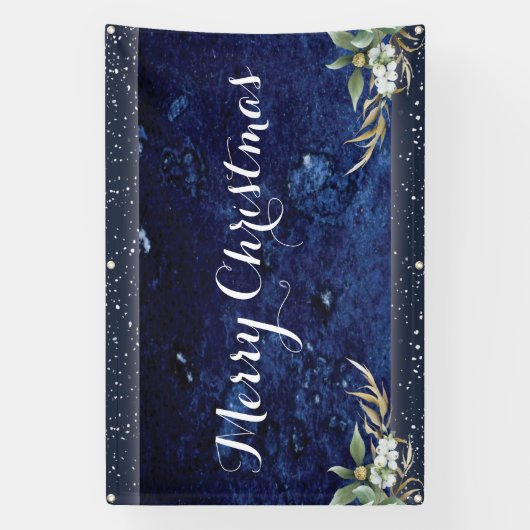 Elegant Winter Floral Merry Kerstmis Spandoek (Verticaal)