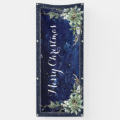 Elegant Winter Floral Merry Kerstmis Spandoek (Verticaal)
