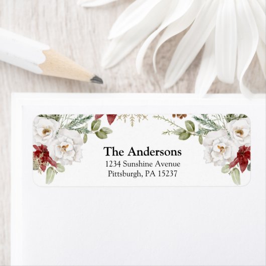 Elegant Winter Floral Return Address Label (Insitu)
