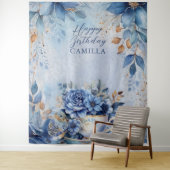 Elegant Winter Floral Teacup Birthday Par-Tea Wandkleed (In situ)