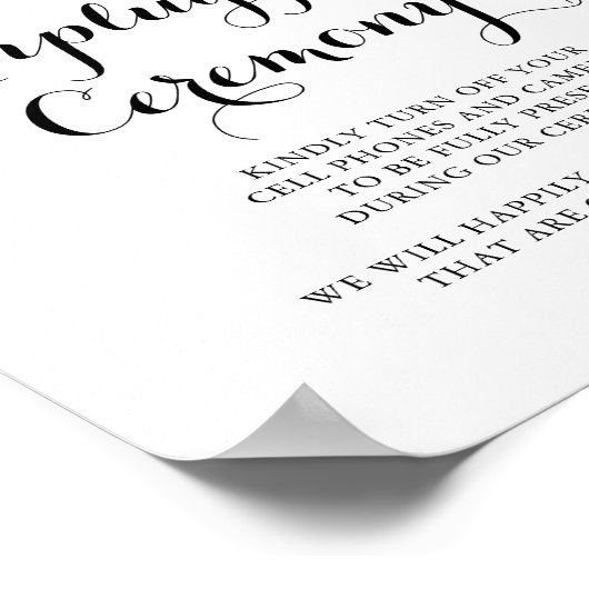 Elegant Winter Floral Unplugged Ceremony Sign Poster (Hoek)