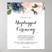 Elegant Winter Floral Unplugged Ceremony Sign Poster (Voorkant)