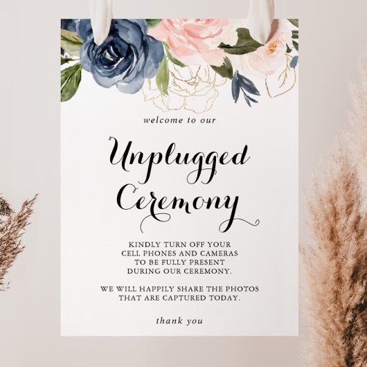 Elegant Winter Floral Unplugged Ceremony Sign Poster