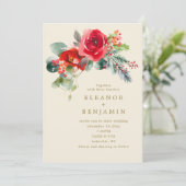 Elegant Winter Floral Wedding Christmas December Kaart (Staand voorkant)