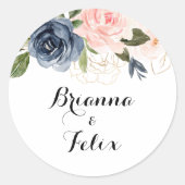 Elegant Winter Floral Wedding Envelope Seals Ronde Sticker (Voorkant)