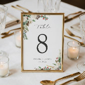 Elegant Winter Floral Wedding Table Number Kaart